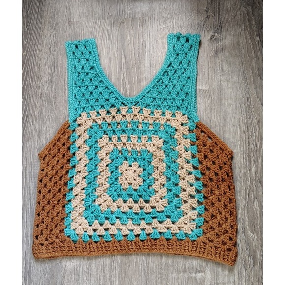 Handmade Granny Square Vest Retro Boho Festival Patchwork Cottagecore - Picture 1 of 7